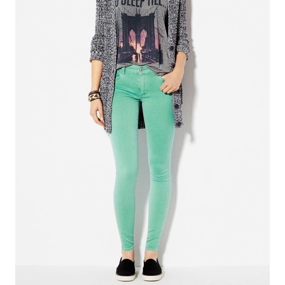 American Eagle Outfitters Denim - AEO Mint Green Skinny Jeans : 10:I